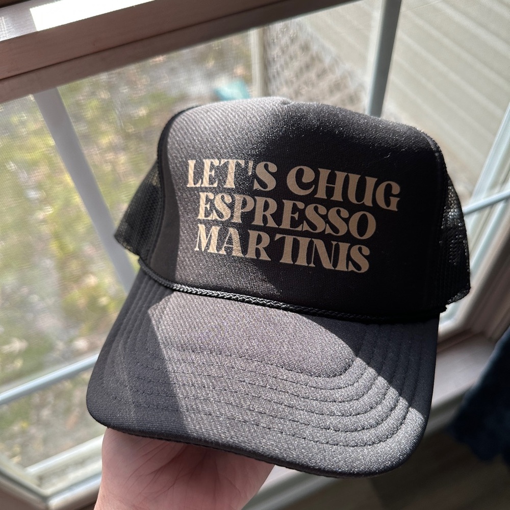 Black Trucker Hat with Gold Text